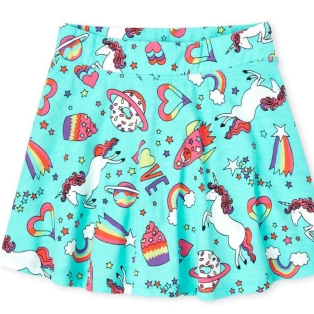 THE CHILDREN’S PLACE TURQUOISE COLORFUL GIRLS PRINT SKORT
